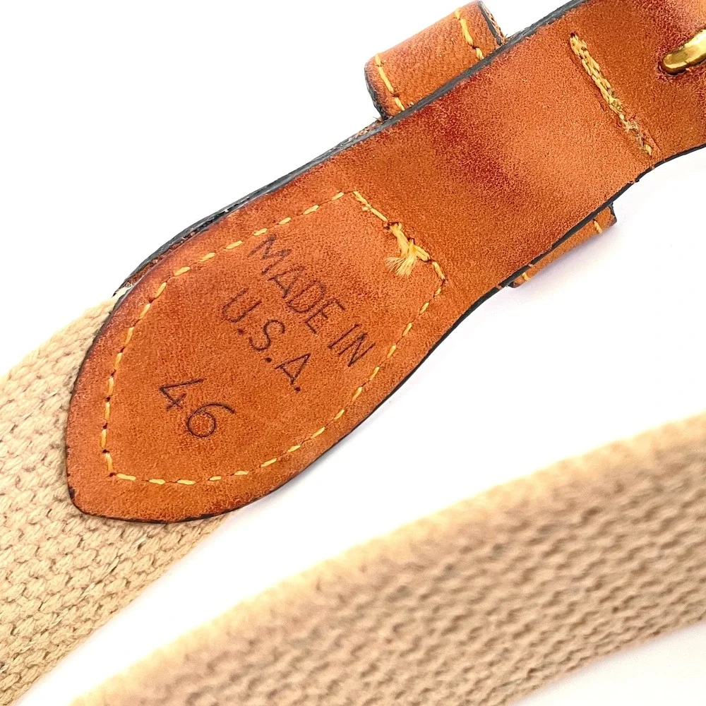 Zep-Pro Mens Nautical Signal Flag Leather Canvas Belt Brown Tan Size 46 USA Made